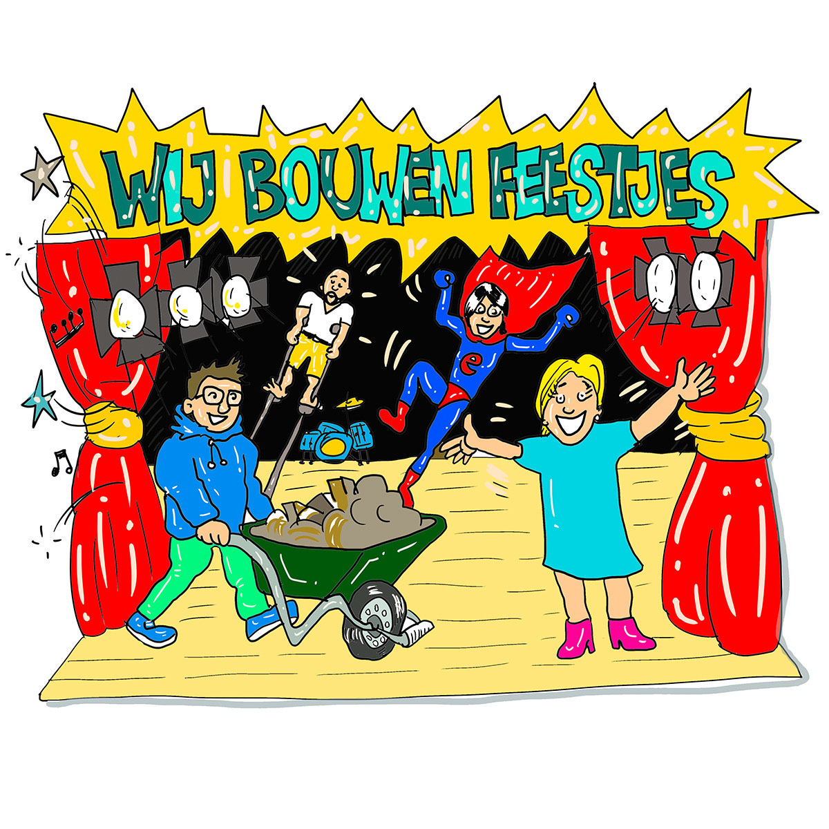 Striptekening van het KonseptS team