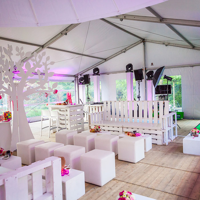 feest met thema wit en roze decoratie